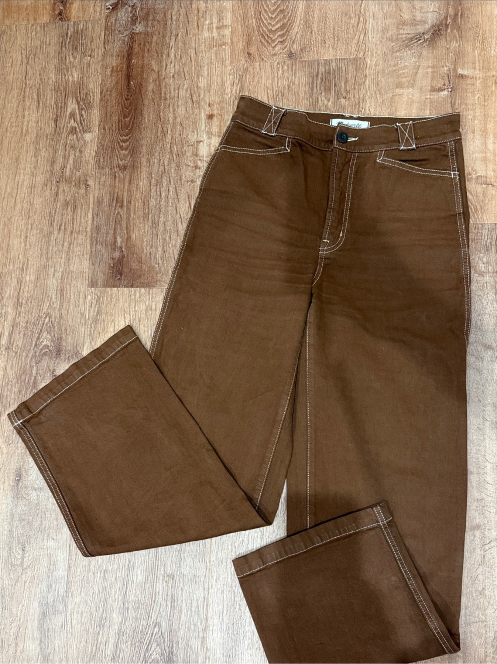 Madewell Wide-Leg Pants in Rich Brown